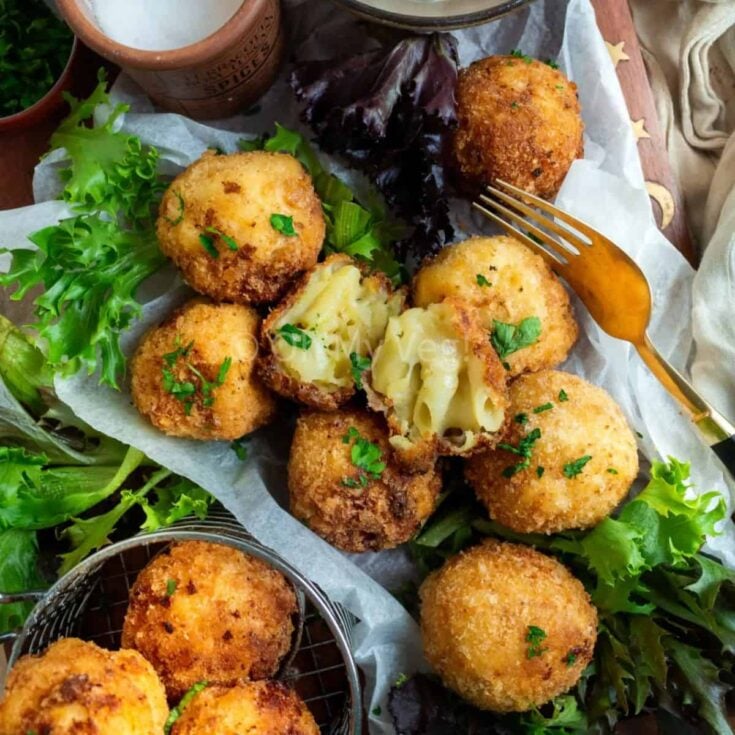 Fried mac and cheese bites made after reading these One bite appetizers