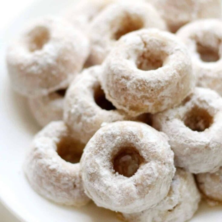 Gluten free baked mini powdered doughnuts made after reading these Bite sized desserts