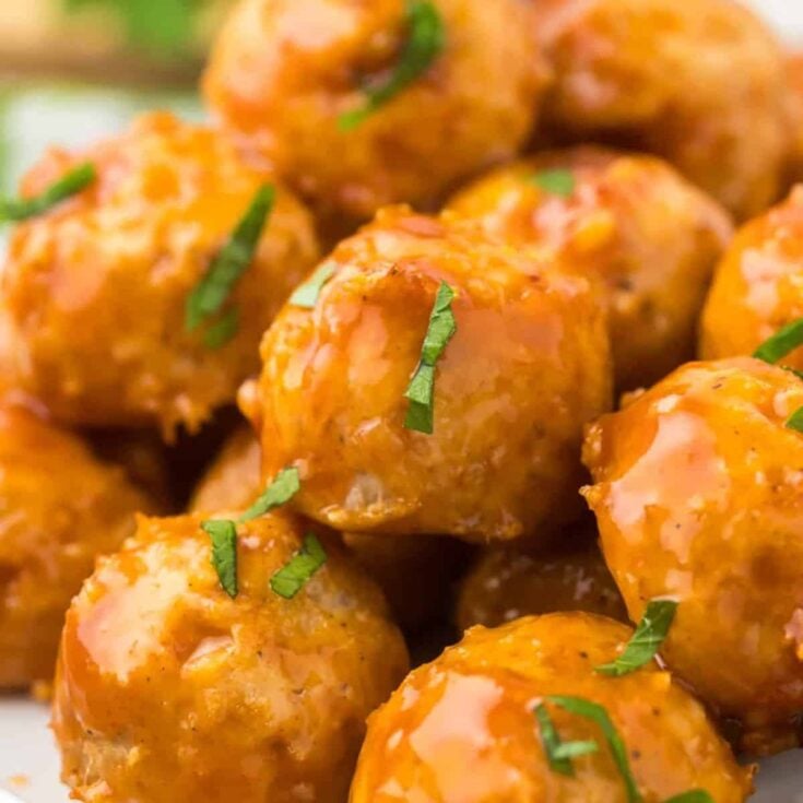 Honey bourbon meatballs made after reading these One bite appetizers