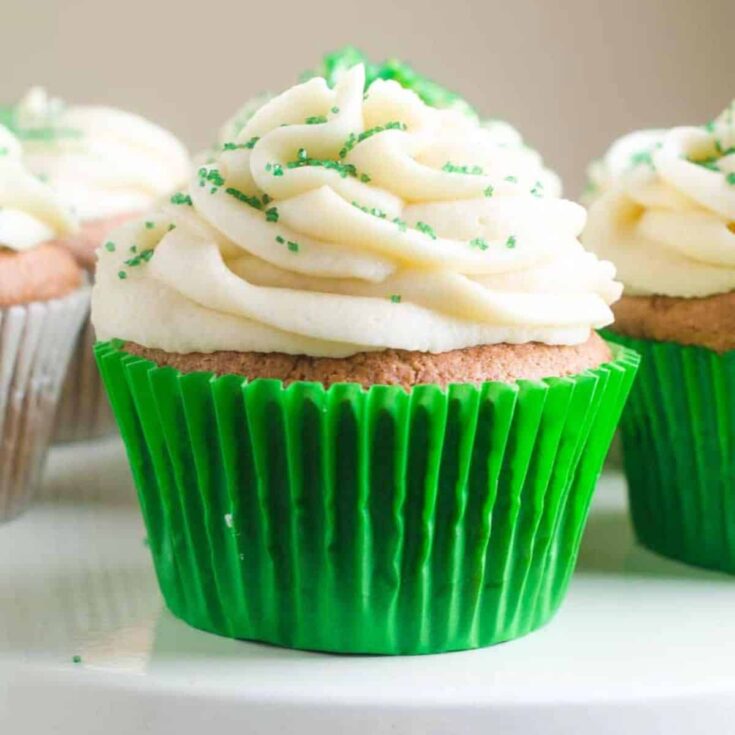 Irish cream cupcakes with coffee frosting made after reading these St. Patricks Day treats