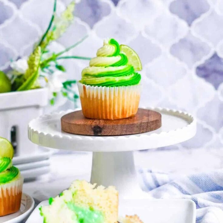 Lime buttercream cupcakes with lime fluff filling made after reading these St. Patricks Day treats