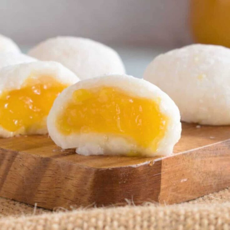 Mango mochi made after reading these Bite sized desserts