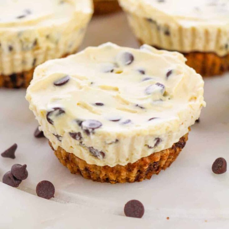 Mini chocolate chip cookie dough cheesecake made after reading these cups Bite sized desserts