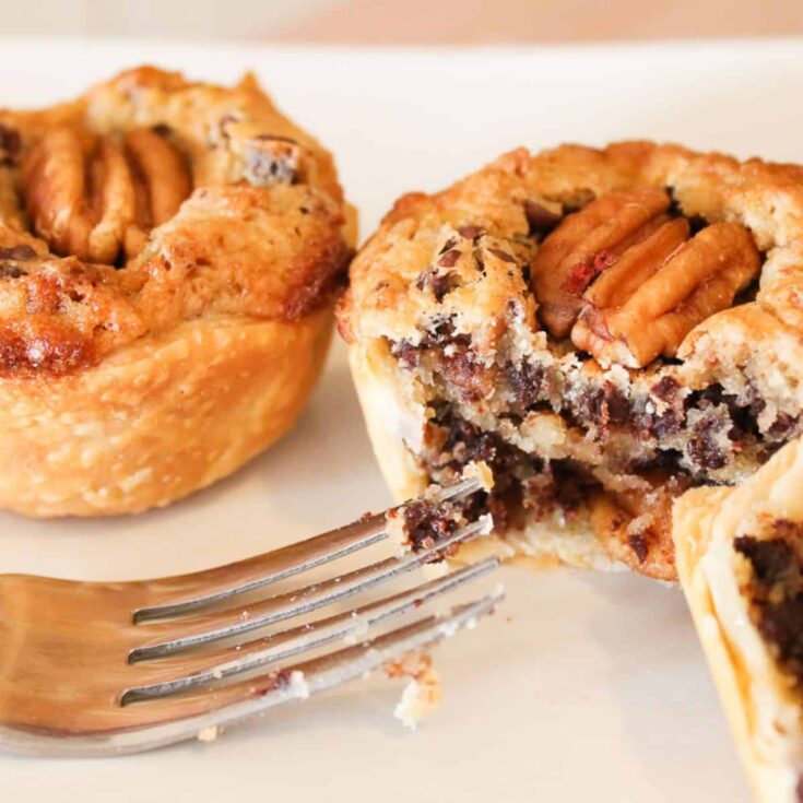 Mini chocolate pecan pie recipe made after reading these Bite sized desserts