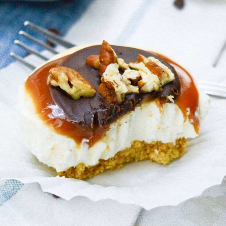 Mini turtle cheesecakes recipe made after reading these Bite sized desserts