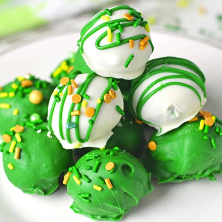 Mint Oreo truffles made after reading these St. Patricks Day treats