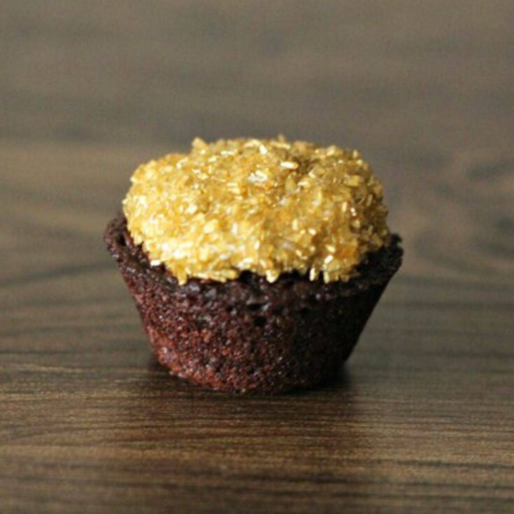 Pot of gold brownie bites made after reading these St. Patricks Day treats