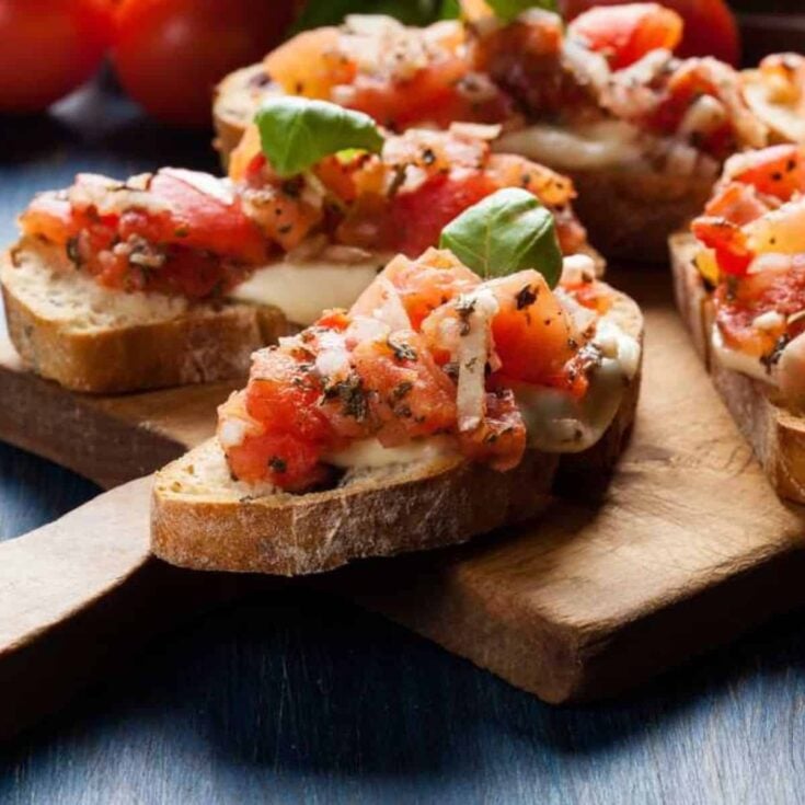 Tomato bruschetta made after reading these New Years Eve appetizers