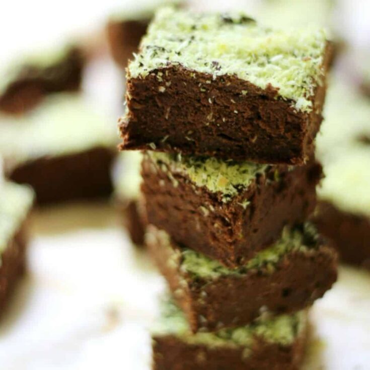 A stack of mini mint brownies