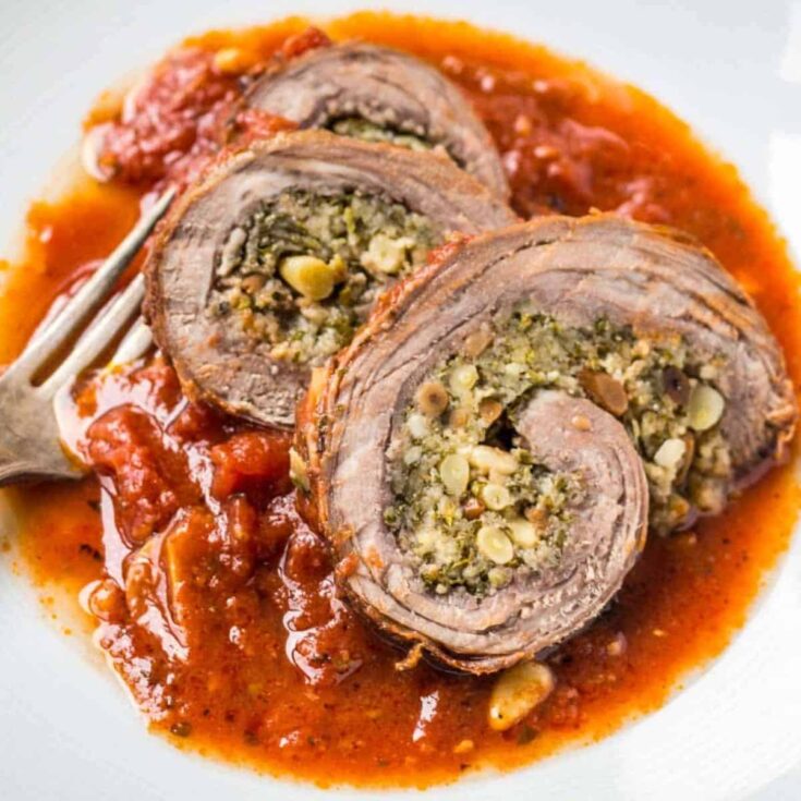 Authentic Italian Beef Braciole on a plate