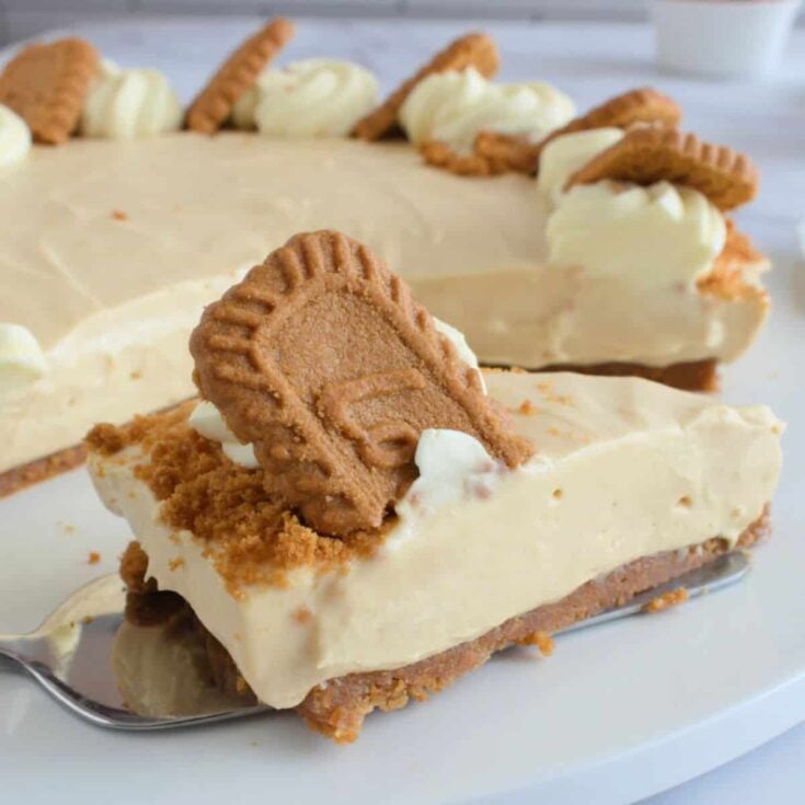 A slice of Biscoff cheesecake