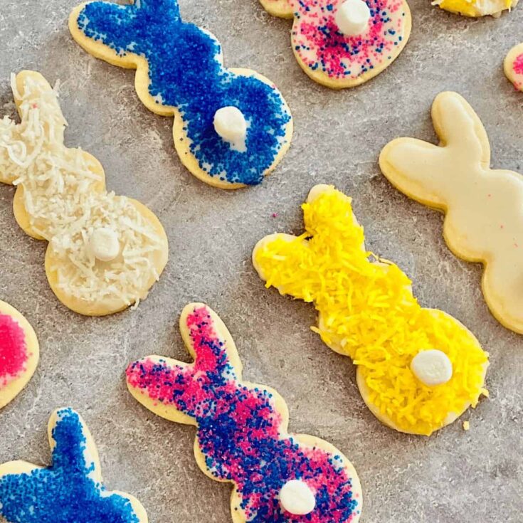 Colorful bunny rabbit Easter cookies