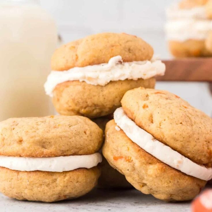 Carrot cake whoopie pies with a creamy filling