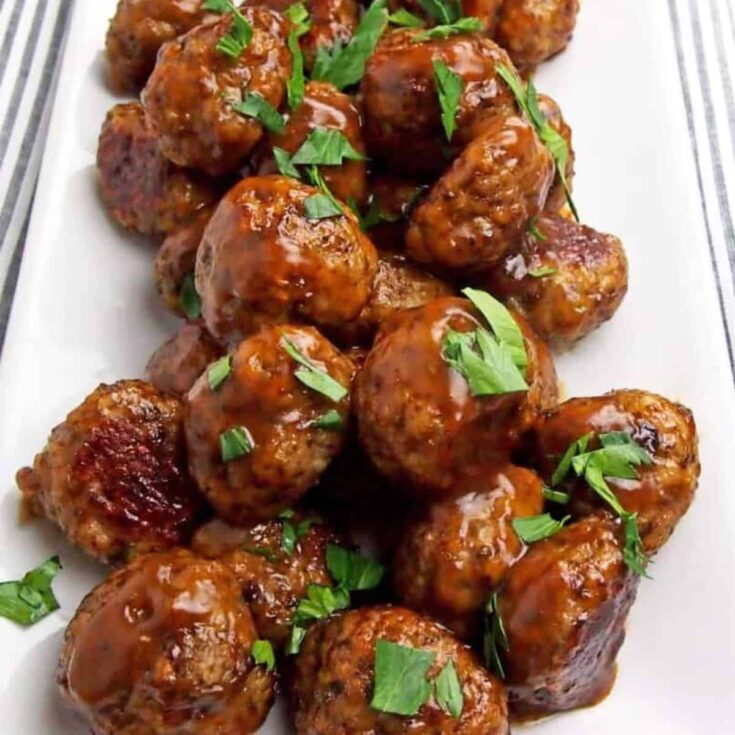 Chicken Marsala meatballs served on a plate