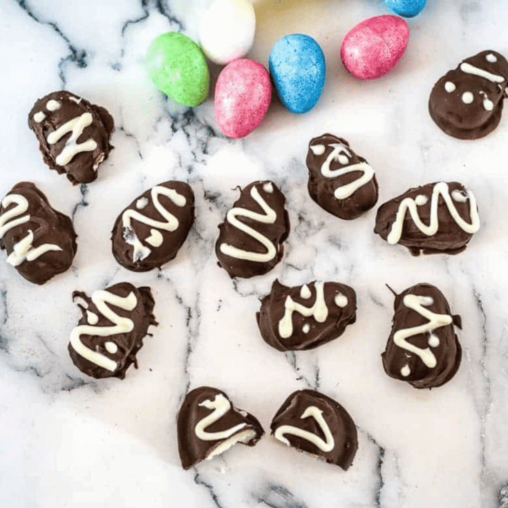 A set of chocolate marzipan Easter eggs