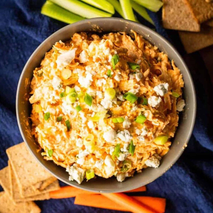 A bowl of cold buffalo chicken dip