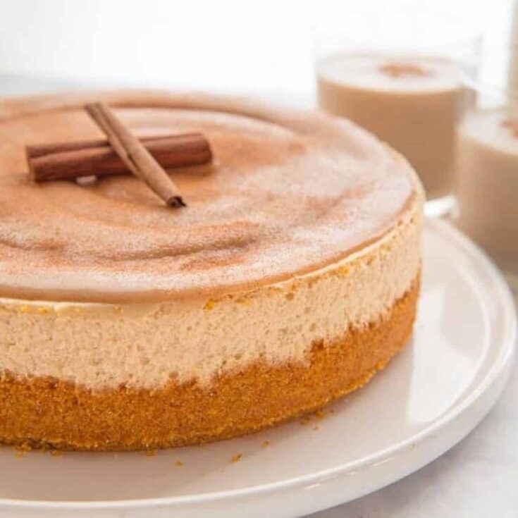 Coquito cheesecake made after reading these Christmas Desserts