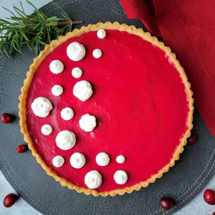 Cranberry curd tart made after reading these Christmas Desserts