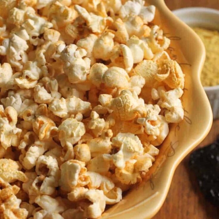A bowl of Dorito popcorn made after reading these Popcorn recipes