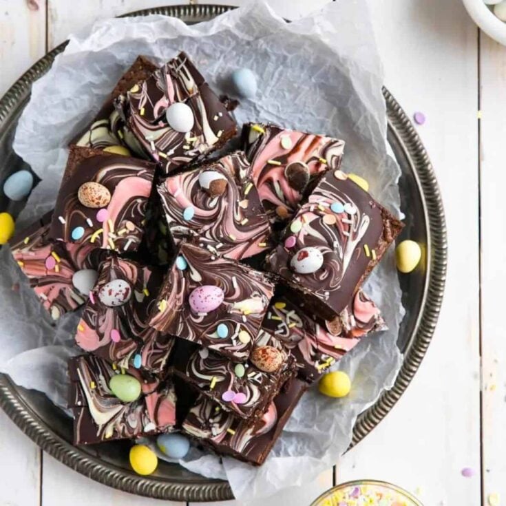 Colorful Easter brownies made after reading these Easter desserts