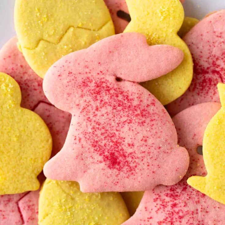 Easter bunny shaped sugar cookies