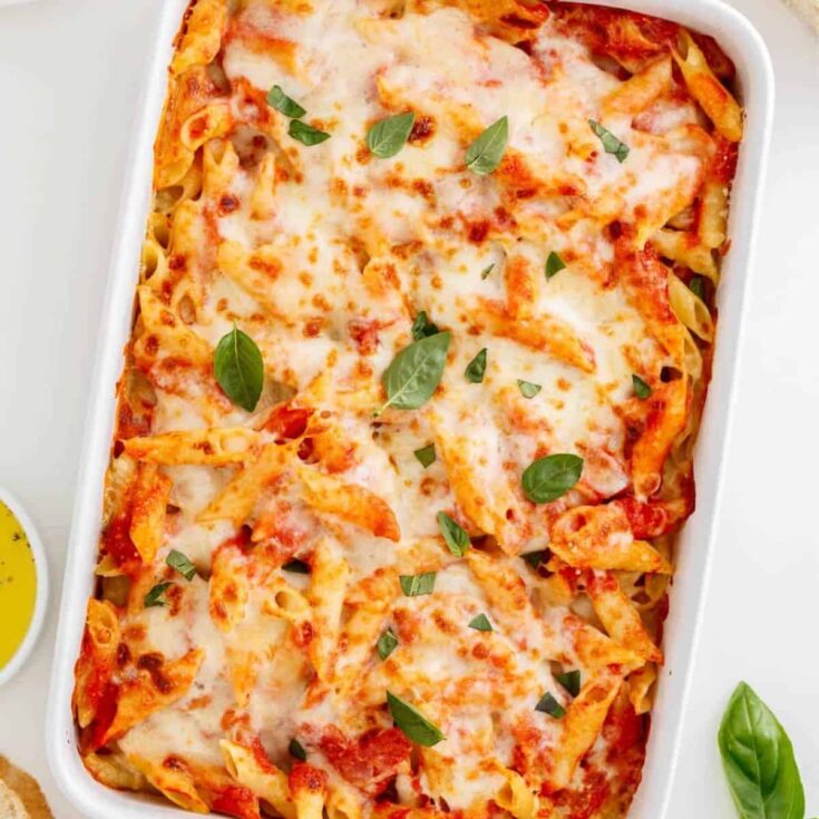 Easy baked Mostaccioli made after reading these Italian dinner recipes