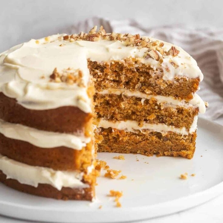 A sliced carrot cake