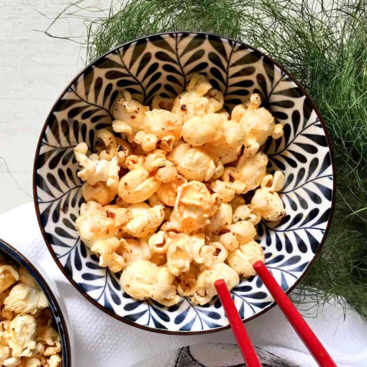 A bowl of spicy popcorn