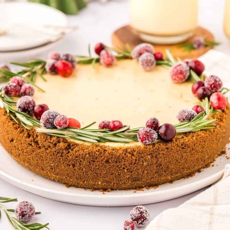 Eggnog cheesecake made after reading these Christmas Desserts