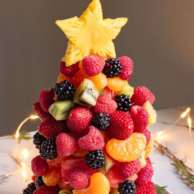 Fruit Christmas tree made after reading these Christmas Desserts
