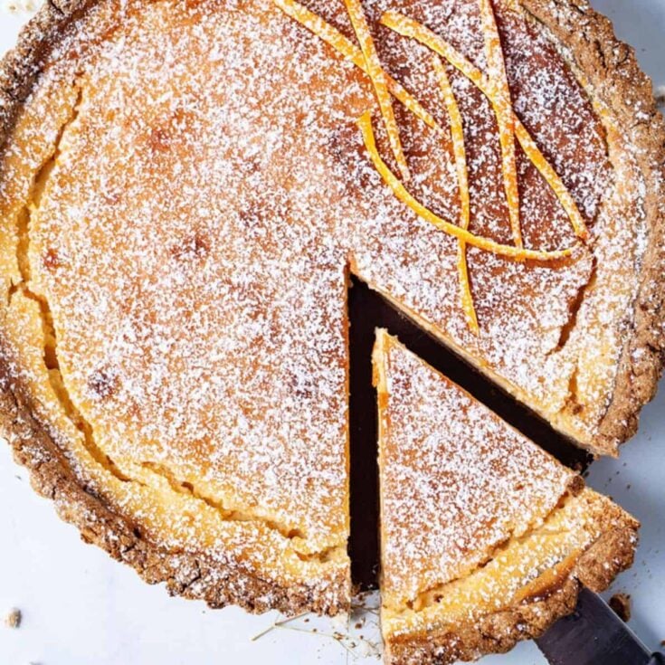 Sliced Honey ricotta pie made after reading these Easter desserts