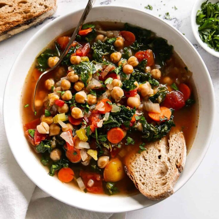 A bowl of Italian Garbanzo bean soup
