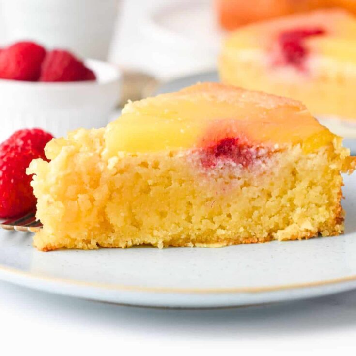 A slice of keto pineapple upside-down cake