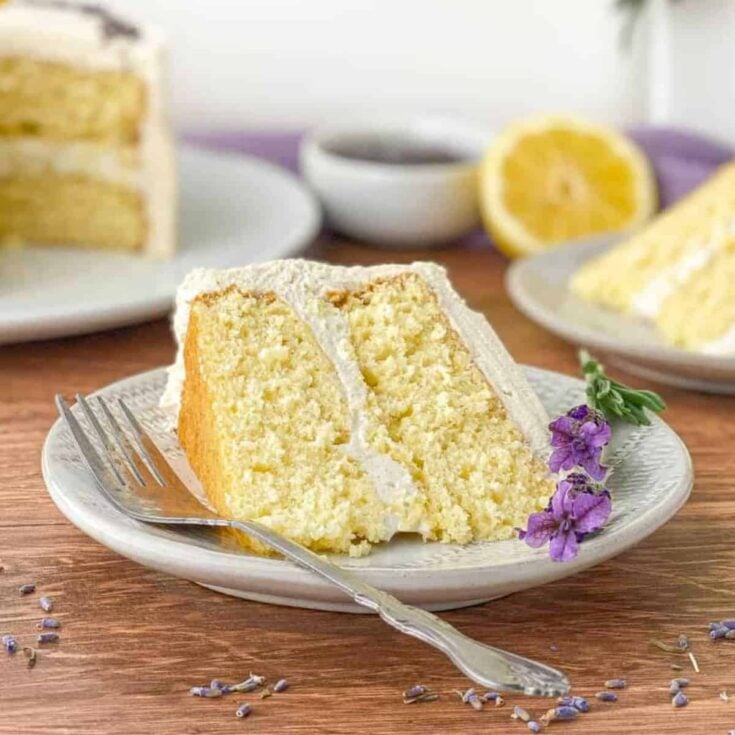 A slice of Lavender lemon cake