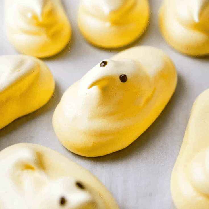 Chick shaped lemon meringue peeps