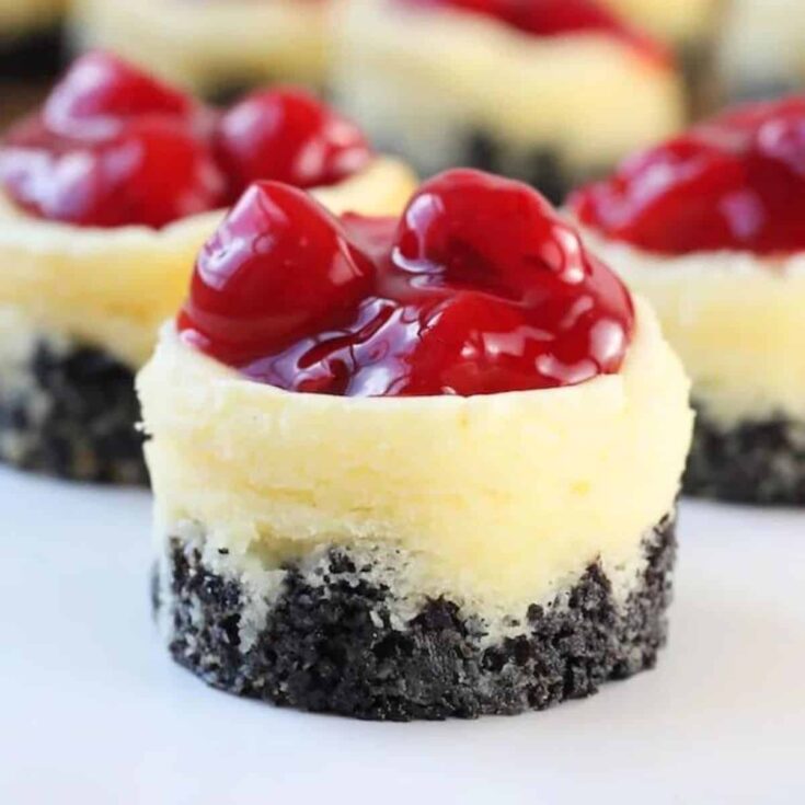 Mini cherry cheesecakes made after reading these Christmas Desserts