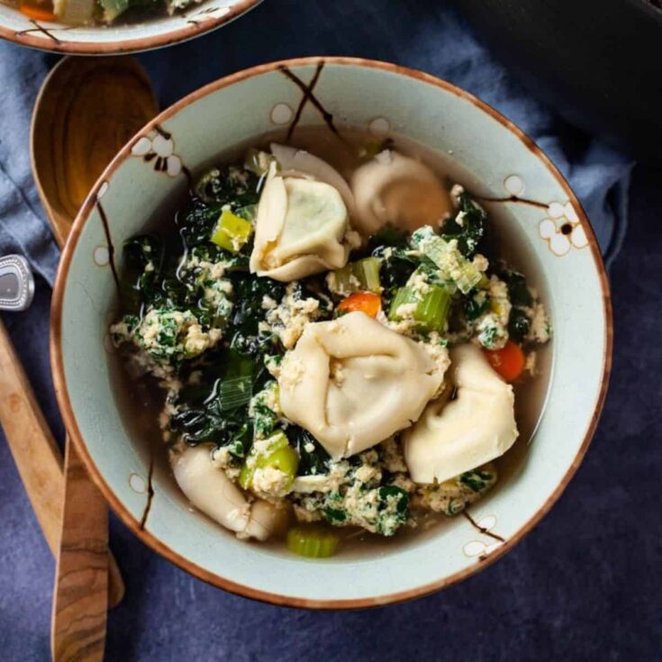 Nourishing Stracciatella soup in a bowl