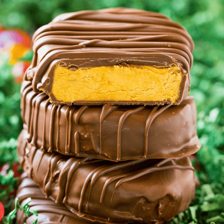 A stack of peanut butter eggs