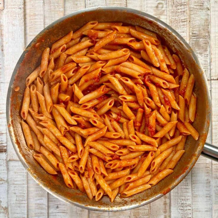 Penne all Arrabbiata on a pan