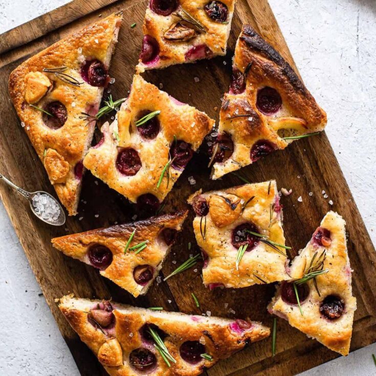 Red grape rosemary and goat cheese focaccia
