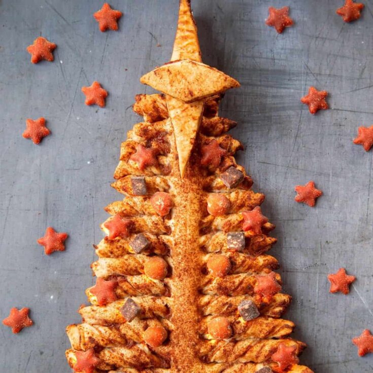 Spiced apple and cranberry puff pastry Christmas tree made after reading these Christmas Desserts