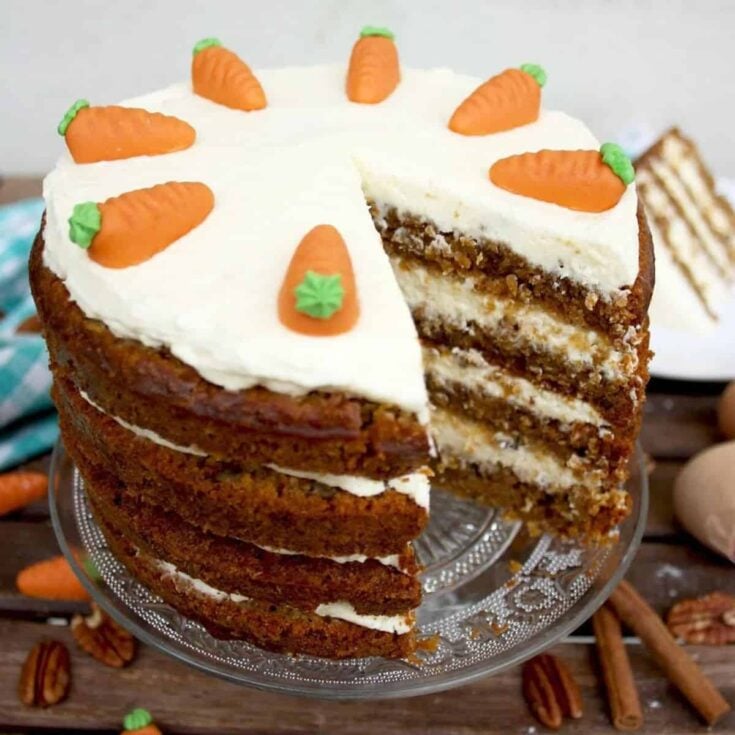 Super moist carrot cake with vanilla cream cheese frosting
