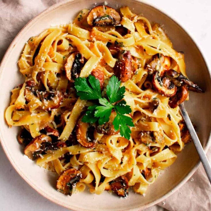 A plate of Tagliatelle ai Funghi