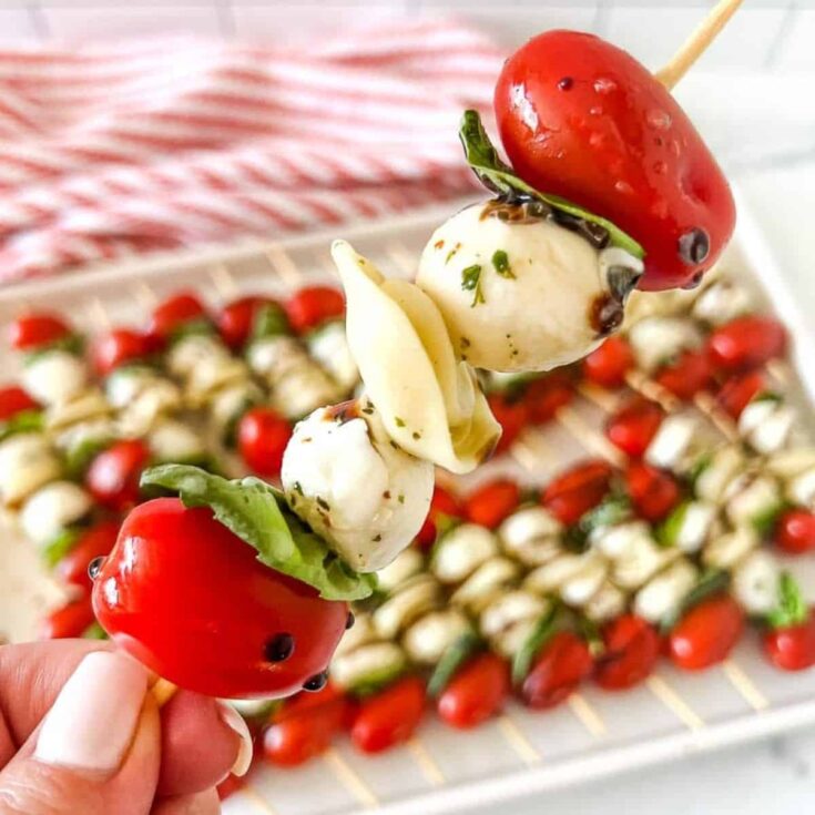 Tortellini caprese skewers made after reading these Italian appetizers