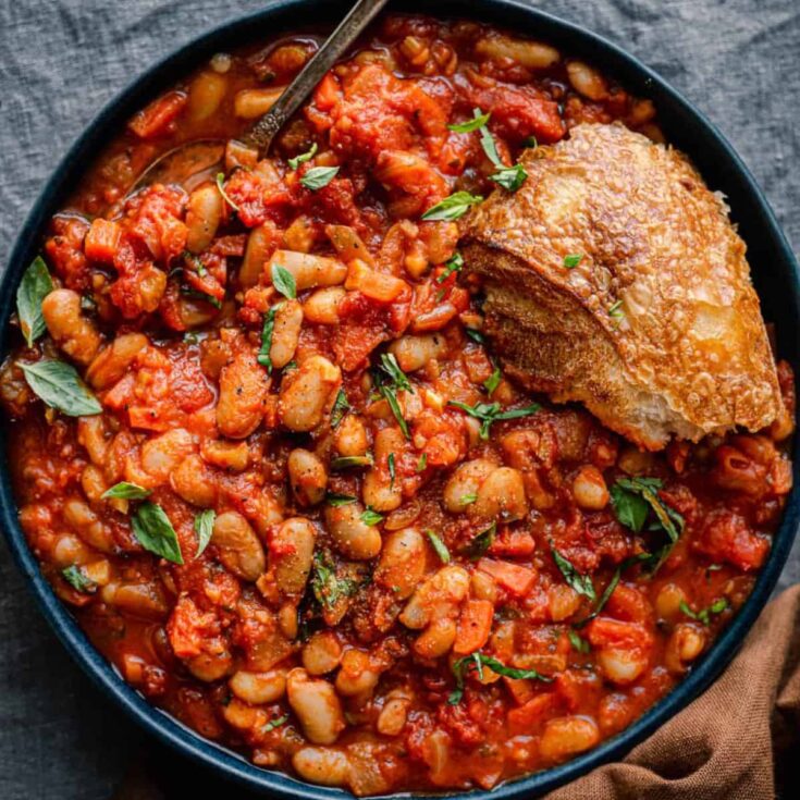 Tuscan Stewed Beans on a pan
