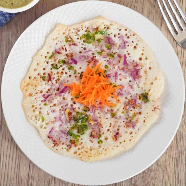 A plate of Uttapam Indian pancake