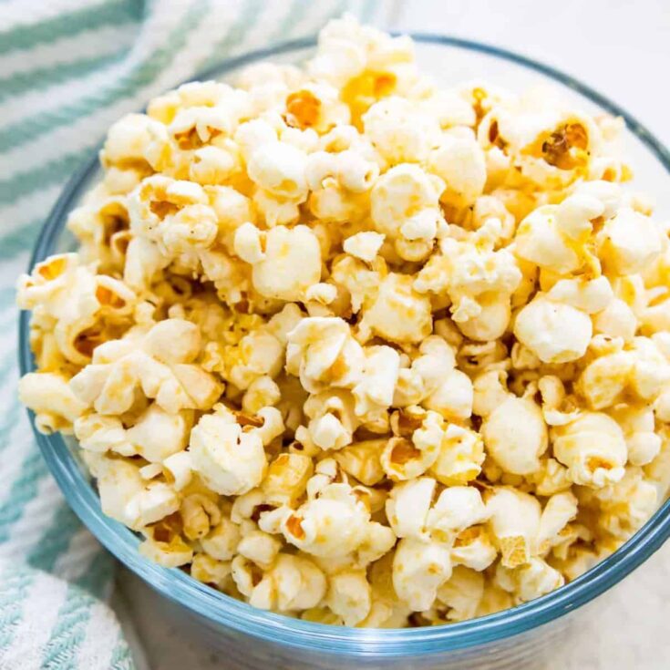 Vegan popcorn in a bowl
