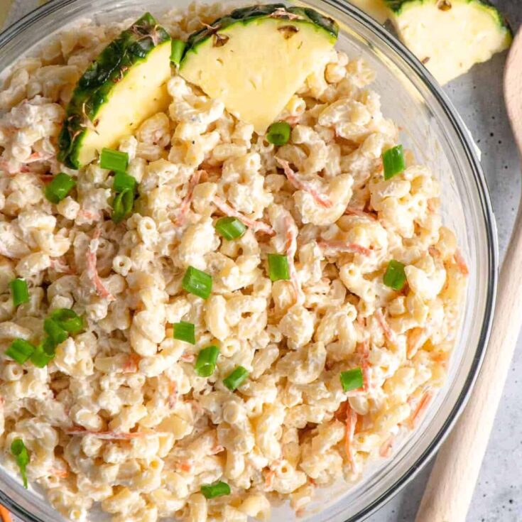 A bowl of authentic Hawaiian macaroni salad