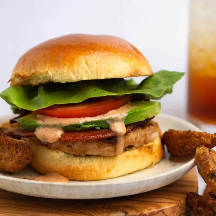 A plate of BBQ ranch turkey smash burger