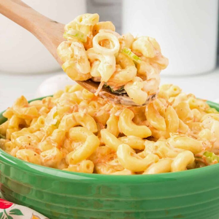 Hawaiian macaroni salad in a bowl